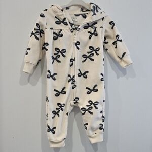 Carter's Cream and Black Bow Print One Piece
